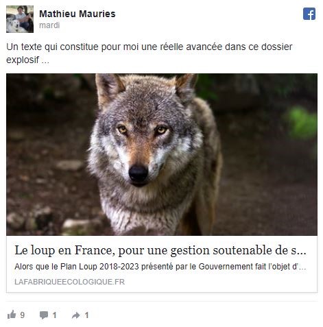 Le loup en France, pour une gestion soutenable de sa présence